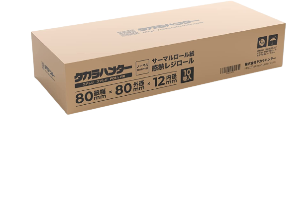 キッチンプリンタ用感熱ロール紙 1箱(10巻入)【幅80mm】 – Takara Hunter
